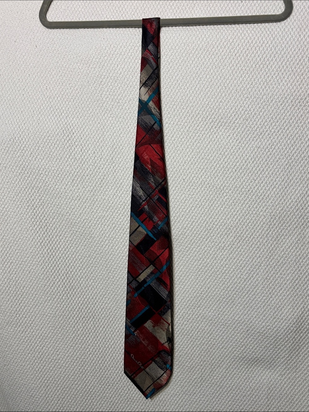 Oscar de la Renta Studio Red Multi Abstract Print Classic Tie